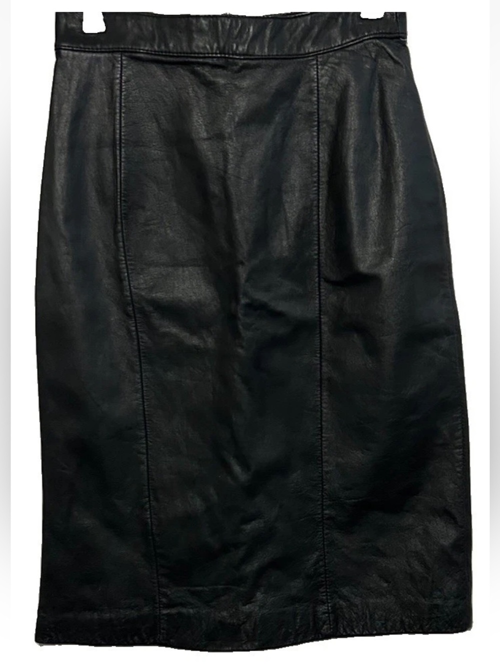 Vintage Rafferty Leather Pencil Skirt Figure Flattering Vented Snaps In Back S